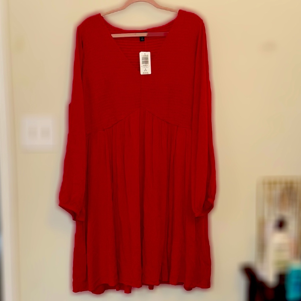 Torrid Vibrant Red Long Sleeve Dress- size 3
